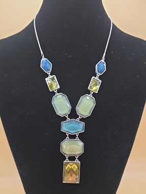 Multi-Color Faceted Faux Gemstone "Y" Necklace